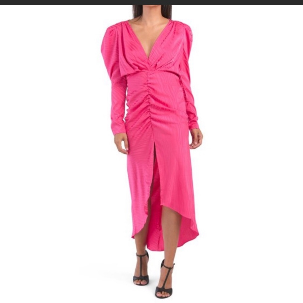 Ronny Kobo Astrid Pink Zebra Burnout Print Long Sleeve Dress